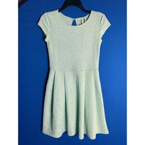 French - Mint green metallic textured skater dress - Size S